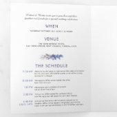 Blaue Hochzeit mit grauem Wasser Dreifach Gefaltete Einladung (Innen Erste Seite)