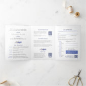 Blaue Hochzeit mit grauem Wasser Dreifach Gefaltete Einladung (Innenseite)
