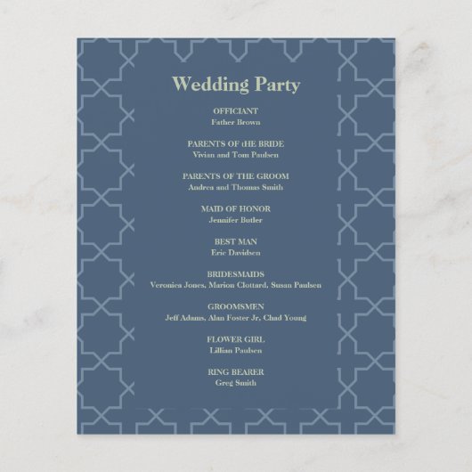 Blaue Hochzeit mit Latticework-Muster (Rückseite)