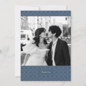 Blaue Hochzeit mit Latticework-Muster Dankeskarte (Vorderseite)