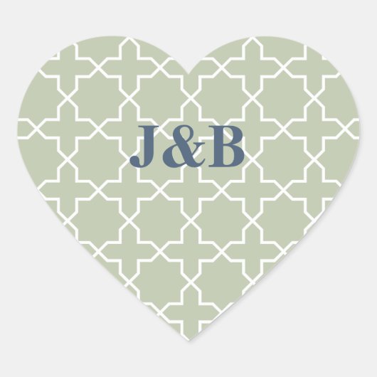 Blaue Hochzeit mit Latticework-Muster Herz-Aufkleber (Vorderseite)