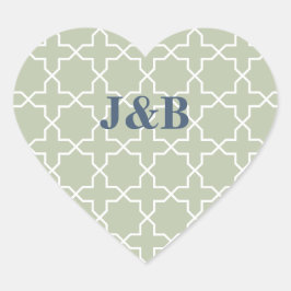 Blaue Hochzeit mit Latticework-Muster Herz-Aufkleber