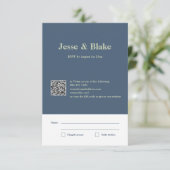 Blaue Hochzeit mit Latticework-Muster RSVP Karte (Stehend Vorderseite)