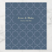 Blaue Hochzeit mit Latticework-Muster Weinetikett (Einzelnes Label)