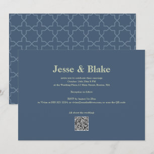 Blaue Hochzeit mit Latticework Pattern Einladung