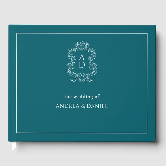 Blaue Hochzeit Mit Rahmen Gästebuch (Vorderseite)