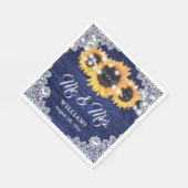 Blaue Hochzeit mit Sonnenblumen Serviette (Ecke)
