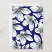 Blaue Hochzeit mit weißer, aquatischer, goldfarben Einladung (Rückseite)