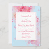 Blaue Hochzeit mit zarter Wasserfarbe Einladung (Vorderseite)