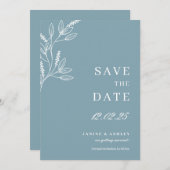 Blaue Hochzeit speichern das Datum botanisch Einladung (Vorne/Hinten)