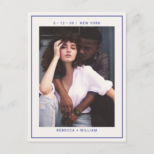 Blaue Hochzeit von Elfenbein, einfaches Foto, spei Postkarte (Vorderseite)