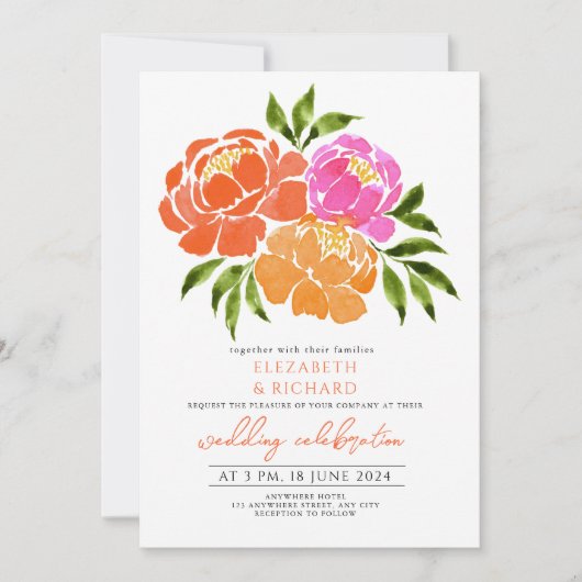 Blaue Hochzeit von Navy Burnt Orange Terracotta Einladung (Vorderseite)