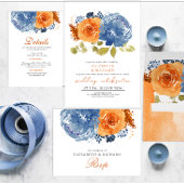 Blaue Hochzeit von Navy Burnt Orange Terracotta Einladung