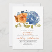 Blaue Hochzeit von Navy Burnt Orange Terracotta Einladung (Vorderseite)