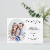 Blaue Hochzeit von Navy Slate Dusty Blush Pink Flo Dankeskarte (Stehend Vorderseite)