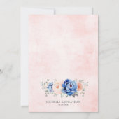 Blaue Hochzeit von Navy Slate Dusty Blush Pink Flo Einladung (Rückseite)