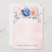 Blaue Hochzeit von Navy Slate Dusty Blush Pink Flo Einladung (Rückseite)