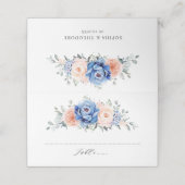 Blaue Hochzeit von Navy Slate Dusty Blush Pink Flo Platzkarte (Außenseite Aufgefaltet)