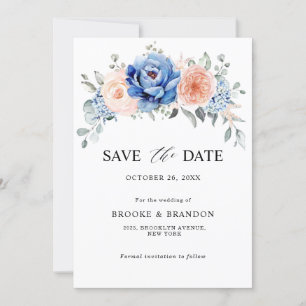 Blaue Hochzeit von Navy Slate Dusty Blush Pink Flo Save The Date