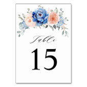 Blaue Hochzeit von Navy Slate Dusty Blush Pink Flo Tischnummer (Rückseite)