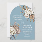 Blaue Hochzeit von Peony & Hydrangea Powder Einladung (Vorderseite)