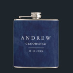Blaue Hochzeit von Watercolor Flachmann<br><div class="desc">Dunkelblaue Hochzeitsflasche mit wunderschön bemalten Aquarellgrün. Vollständig anpassbar!</div>