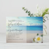 Blaue Hochzeit von White Rose Einladung (Stehend Vorderseite)