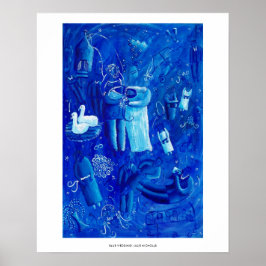 Blaue Hochzeit zeitgenössische Malerei Print Poster