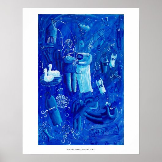 Blaue Hochzeit zeitgenössische Malerei Print Poster (Vorne)