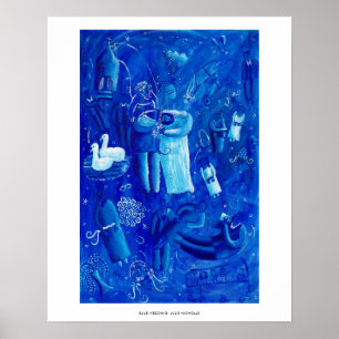 Blaue Hochzeit Zeitgenössischer Malerei-Kunstprint Poster