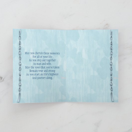 Blaue Hochzeits-Glückwünsche Karte (Innenseite)