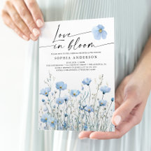 Blaue Hochzeits-Jubelparty-Einladungskarte In Blüt