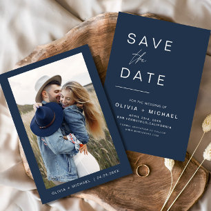 Blaue Hochzeits-Save-the-Date-Foto Minimalistisch Save The Date