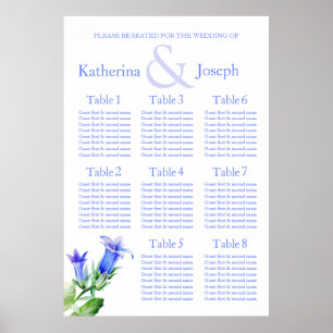 blaue Hochzeits-Sitzplan-Tabelle 1-8 Poster