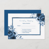 Blaue Hochzeitsblumenfloralen mit schick weißem UA RSVP Karte (Vorne/Hinten)