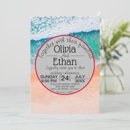 Blaue Hochzeitseinladung für die Marine Einladung (Stehend Vorderseite)