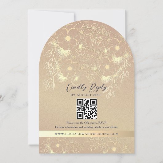 Blaue Hochzeitseinladung mit QR-Code Einladung (Rückseite)