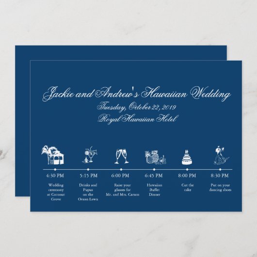 Blaue Hochzeitsempfehlung Programm (Vorne/Hinten)