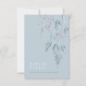 Blaue Hochzeitserwiderung für Grasbeeren UAWG RSVP Karte (Vorderseite)