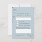 Blaue Hochzeitserwiderung für Grasbeeren UAWG RSVP Karte (Rückseite)