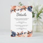 Blaue Hochzeitsfeier Begleitkarte (Stehend Vorderseite)