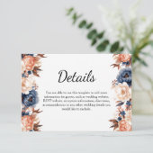 Blaue Hochzeitsfeier Begleitkarte (Stehend Vorderseite)