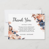 Blaue Hochzeitsfeier Dankeskarte (Vorderseite)