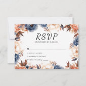Blaue Hochzeitsfeier RSVP Karte (Vorderseite)