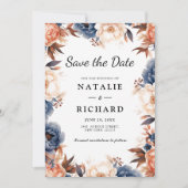 Blaue Hochzeitsfeier Save The Date (Vorderseite)