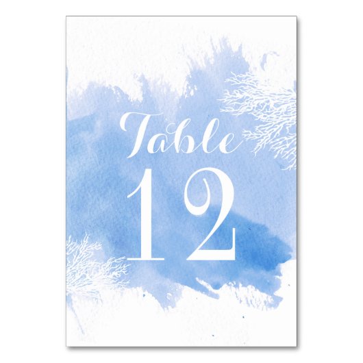 Blaue Hochzeitsfeier Tischnummer (Vorderseite)