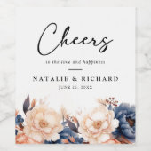 Blaue Hochzeitsfeier Weinetikett (Einzelnes Label)