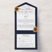 Blaue Hochzeitshülle für Sonnenblumen All In One Einladung (Innen Boden)