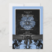 Blaue Hochzeitskalligraphie Einladung (Vorderseite)