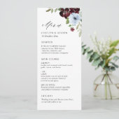 Blaue Hochzeitskarte Menükarte (Stehend Vorderseite)